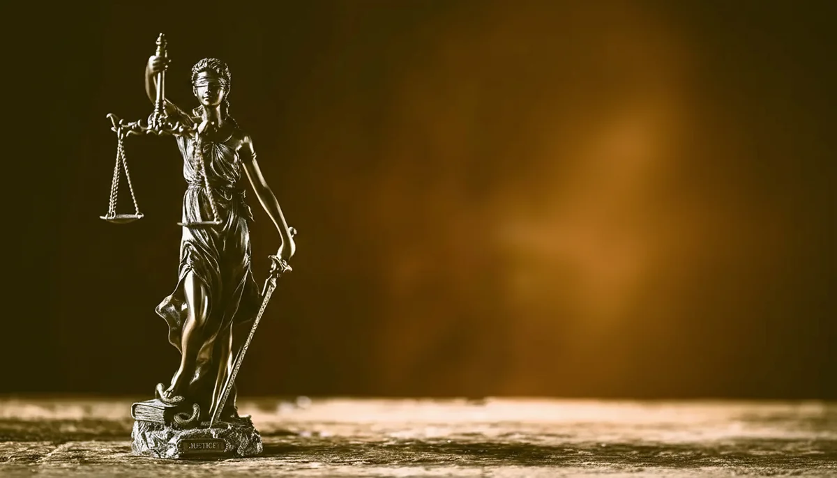 Lady Justice sculpture at Siva Nada & Associates office